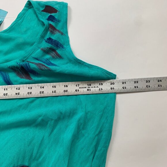 India Boutique Sleeveless Aqua Dress With Palm Tree Print L Swim Coverup - Picture 7 of 7